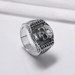 Sterling Silver Skull Signet Ring // Silver (9.5)