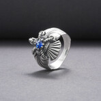 Sterling Silver Raven Ring // Silver + Blue (10.5)