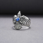 Sterling Silver Raven Ring // Silver + Blue (10.5)
