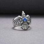 Sterling Silver Raven Ring // Silver + Blue (10.5)