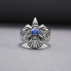 Sterling Silver Raven Ring // Silver + Blue (10.5)