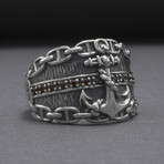 Sterling SilverAnchor And Chain Ring // Silver (8)