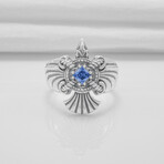 Sterling Silver Raven Ring // Silver + Blue (10.5)