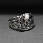 Sterling Silver Skull Signet Ring // Silver (9.5)