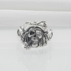 Sterling Silver Pirate Skull Ring // Silver (9.5)