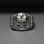 Sterling Silver Skull Signet Ring // Silver (9.5)