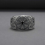 Sterling Silver Vegvisir Ring // Silver (9)
