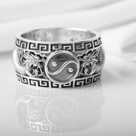 Sterling Silver Ying Yang Silver Ring // Silver (6)