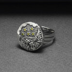 Sterling Silver Round Floral Ring // Silver (10.5)