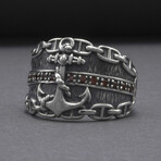 Sterling SilverAnchor And Chain Ring // Silver (8)