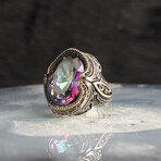 925 Sterling Silver Mystic Topaz Stone Men's Ring // Style 1 // Multicolor (10)