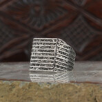 925 Sterling Silver Spider Web Design Men's Ring // Silver (10)