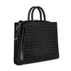 Intrecciato Leather Briefcase // Black // Store Display