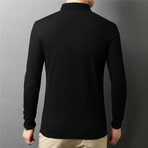 Solid Long Sleeve Polo Shirt // Black (3XL)