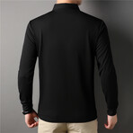 Hint O' Plaid Long Sleeve Polo Shirt // Black (2XL)