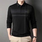 Hint O' Plaid Long Sleeve Polo Shirt // Black (3XL)