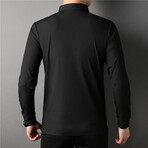 Thermal Texture Long Sleeve Polo Shirt // Black (XL)