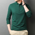 Solid Long Sleeve Polo Shirt // Green (M)