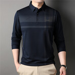 Hint O' Plaid Long Sleeve Polo Shirt // Blue (XL)