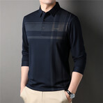 Hint O' Plaid Long Sleeve Polo Shirt // Blue (XL)