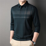 Hint O' Plaid Long Sleeve Polo Shirt // Green (3XL)