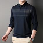 Hint O' Plaid Long Sleeve Polo Shirt // Blue (L)