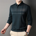 Hint O' Plaid Long Sleeve Polo Shirt // Green (M)