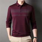 Hint O' Plaid Long Sleeve Polo Shirt // Burgundy (3XL)