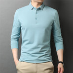 Solid Long Sleeve Polo Shirt // Teal (M)