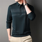 Hint O' Plaid Long Sleeve Polo Shirt // Green (L)