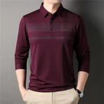 Hint O' Plaid Long Sleeve Polo Shirt // Burgundy (3XL)