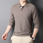 Thermal Texture Long Sleeve Polo Shirt // Light Brown (3XL)