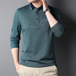 Solid Long Sleeve Polo Shirt // Green (2XL)