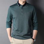 Solid Long Sleeve Polo Shirt // Green (2XL)