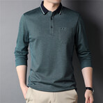 Solid Long Sleeve Polo Shirt // Green (2XL)