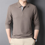 Thermal Texture Long Sleeve Polo Shirt // Light Brown (3XL)