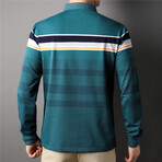 Shoulder Stripe Long Sleeve Polo Shirt // Teal (2XL)