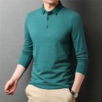 Solid Long Sleeve Polo Shirt // Green (L)