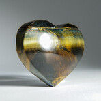 Genuine Polished Tiger's Eye Heart & Velvet Pouch // 200g