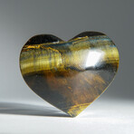 Genuine Polished Tiger's Eye Heart & Velvet Pouch // 200g