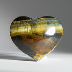 Genuine Polished Tiger's Eye Heart & Velvet Pouch // 200g
