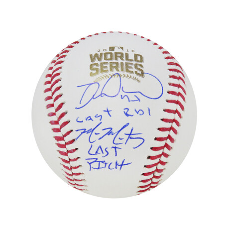 Miguel Montero & Mike Montgomery // Signed Rawlings 2016 World Series Baseball w/Last RBI, Last Pitch