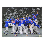 2016 Chicago Cubs Team // Signed Chicago Cubs 2016 World Series Celebration Spotlight//16x20 Photo (18 Sigs)