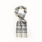 Tindari Collection CodeSilk Scarf // White + Ice Blue Plaid