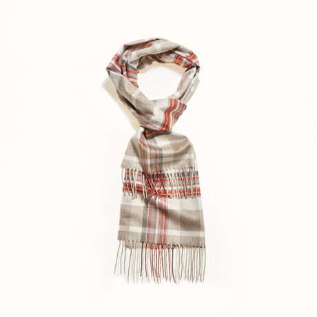 Tindari Collection CodeSilk Scarf // White + Rust Plaid