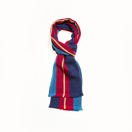 Halcene University Scarf // Teal + Red + Gold Multistripe