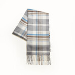 Tindari Collection CodeSilk Scarf // White + Ice Blue Plaid