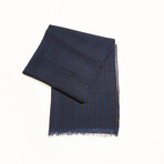 Halcene Crisp Weave Tropical Stripe Scarf // Navy + Brown