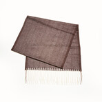 Agnona Cashmere + Silk Tonal Herringbone Scarf // Chocolate