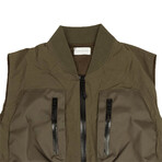 High Shrunk Nylon Bomber Utility Vest // Green (M)